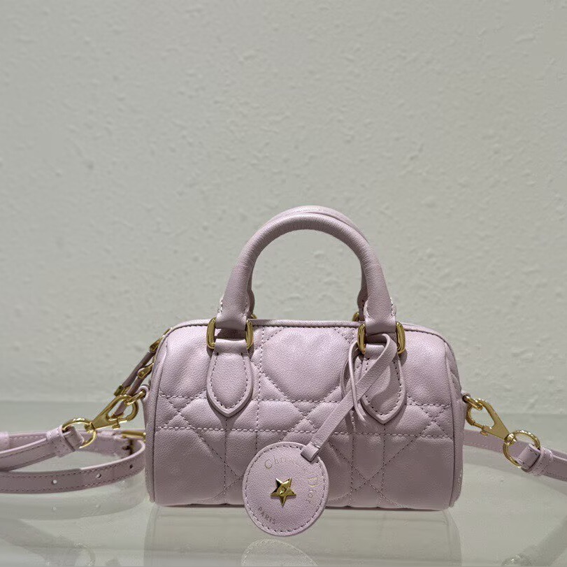Dior Baby Pink Quilted Mini Top-Handle Bag
